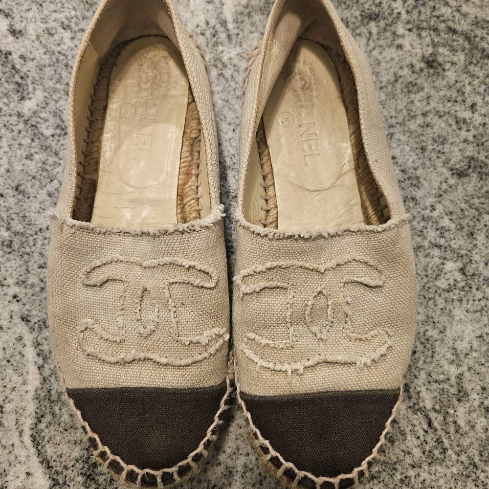 Chanel Beige Canvas Espadrilles-EU 38